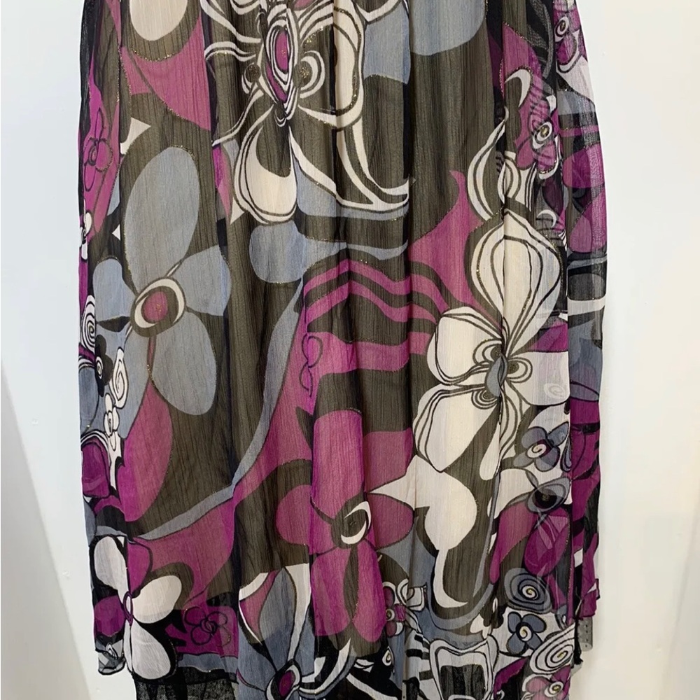 Lucy Collection Floral Midi Dress Purple Straps Black Mix Floaty V-Neck UK12 - Picture 13 of 14